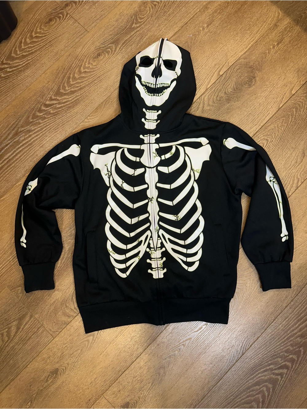 🎃Black Skeleton Print Hooded Sweatshirt - sz L